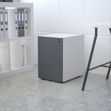 Flash Furniture 3-Drawer Filing Cabinet, White/Charcoal HZ-CHPL-02-GRY-WH-GG